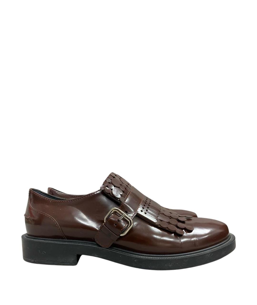TOD'S Бордовые кожаные брогги и оксфорды, фото 1