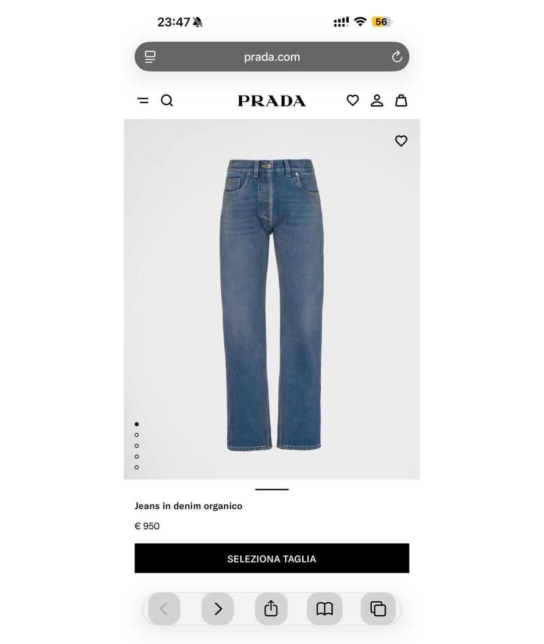 PRADA Синие хлопковые прямые джинсы, фото 6