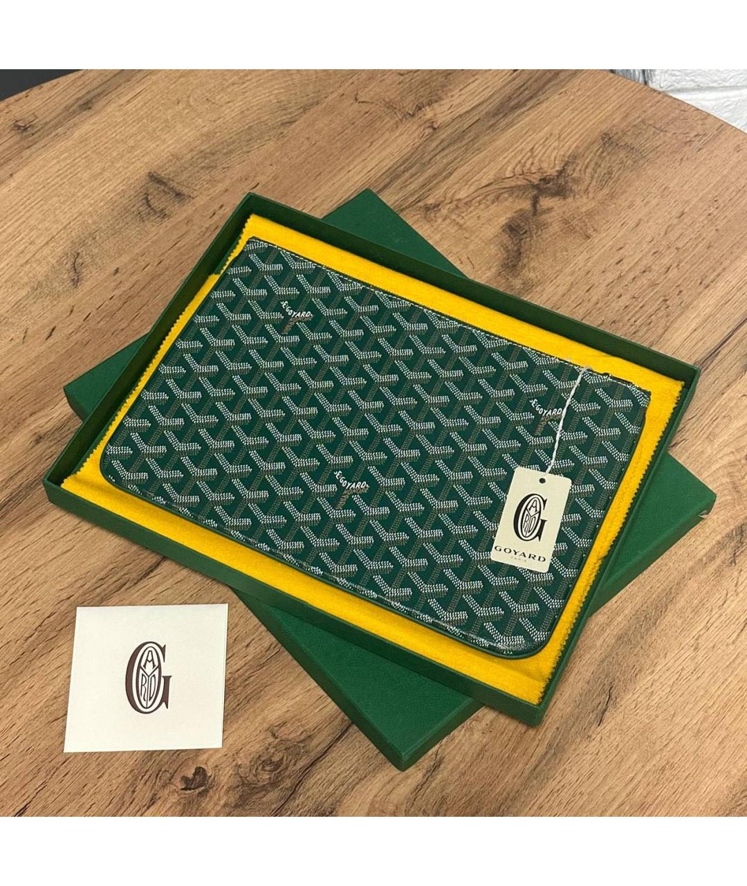 GOYARD Зеленая папка для документов из канвы, фото 2