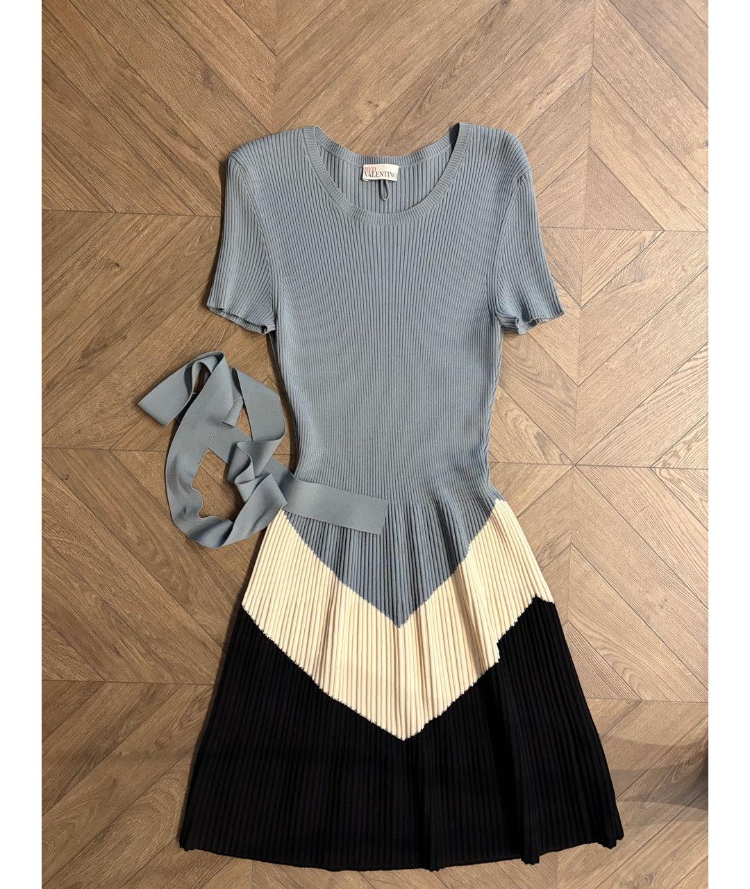 RED VALENTINO Серое хлопковое повседневное платье, фото 5