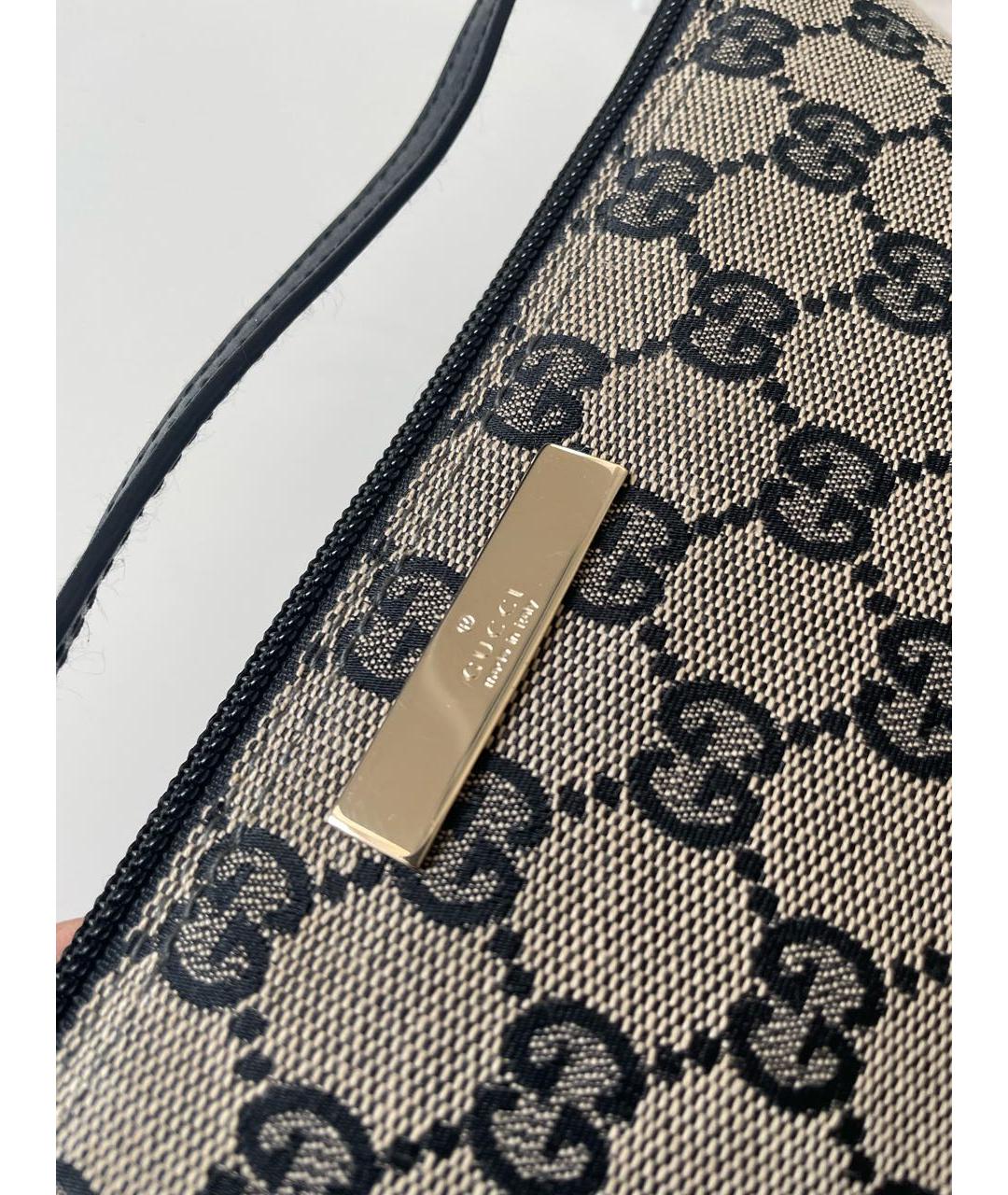 GUCCI Серая сумка с короткими ручками из канвы, фото 4