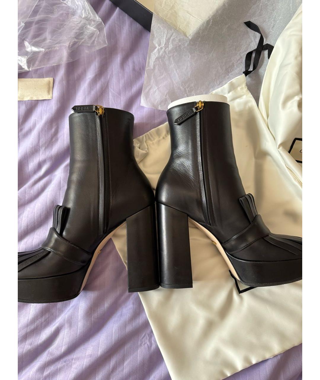 GUCCI Черные кожаные полусапоги, фото 6