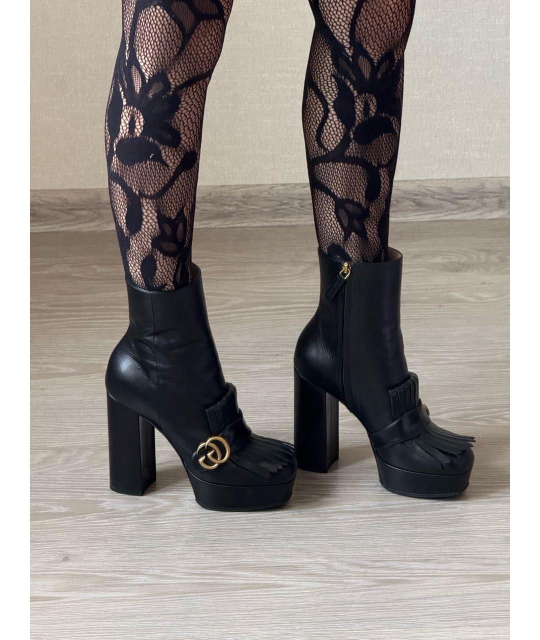 GUCCI Черные кожаные полусапоги, фото 2