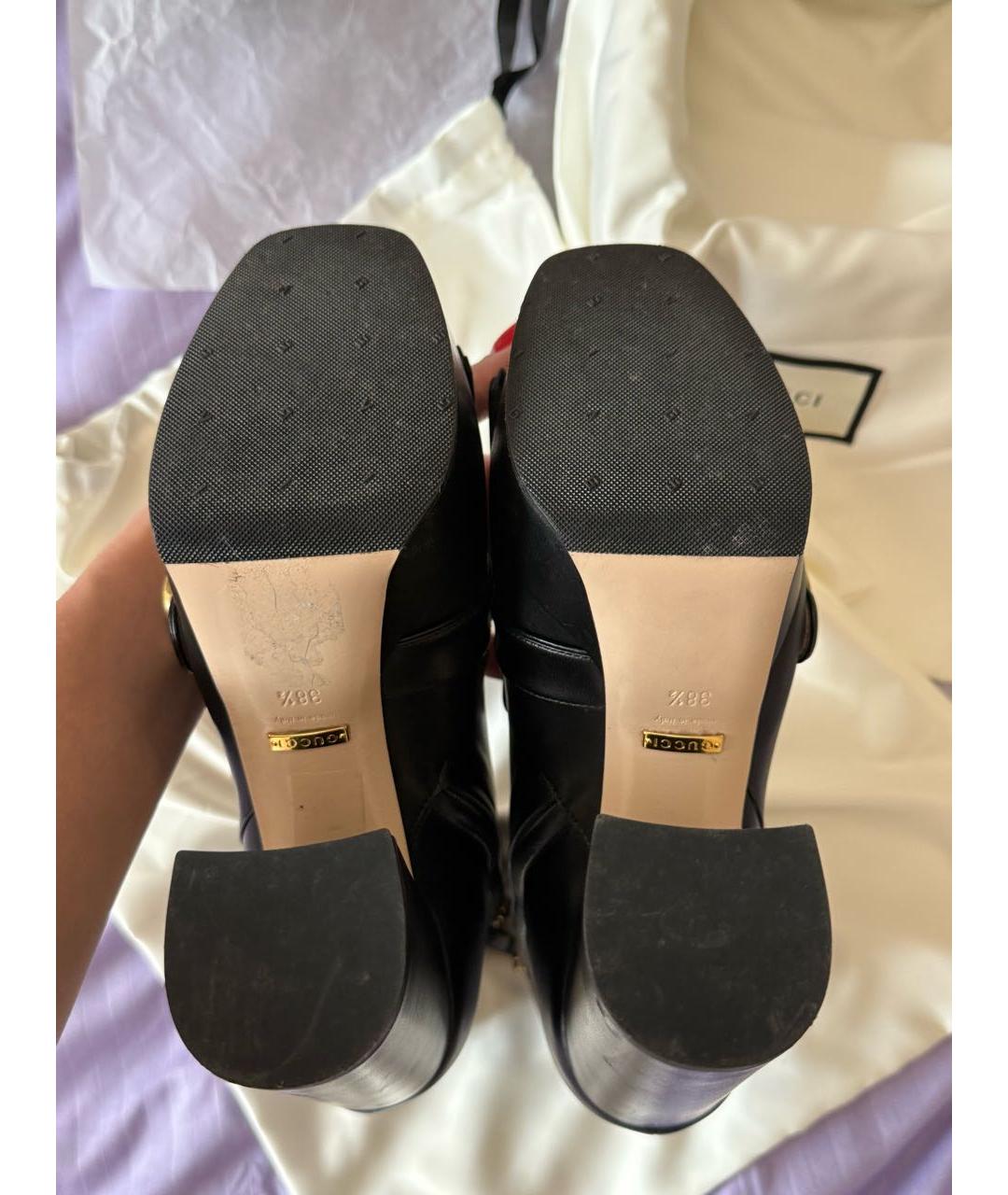 GUCCI Черные кожаные полусапоги, фото 8