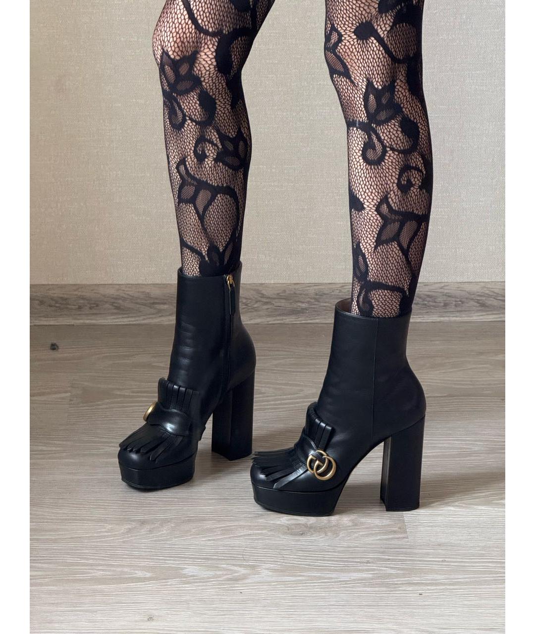 GUCCI Черные кожаные полусапоги, фото 4