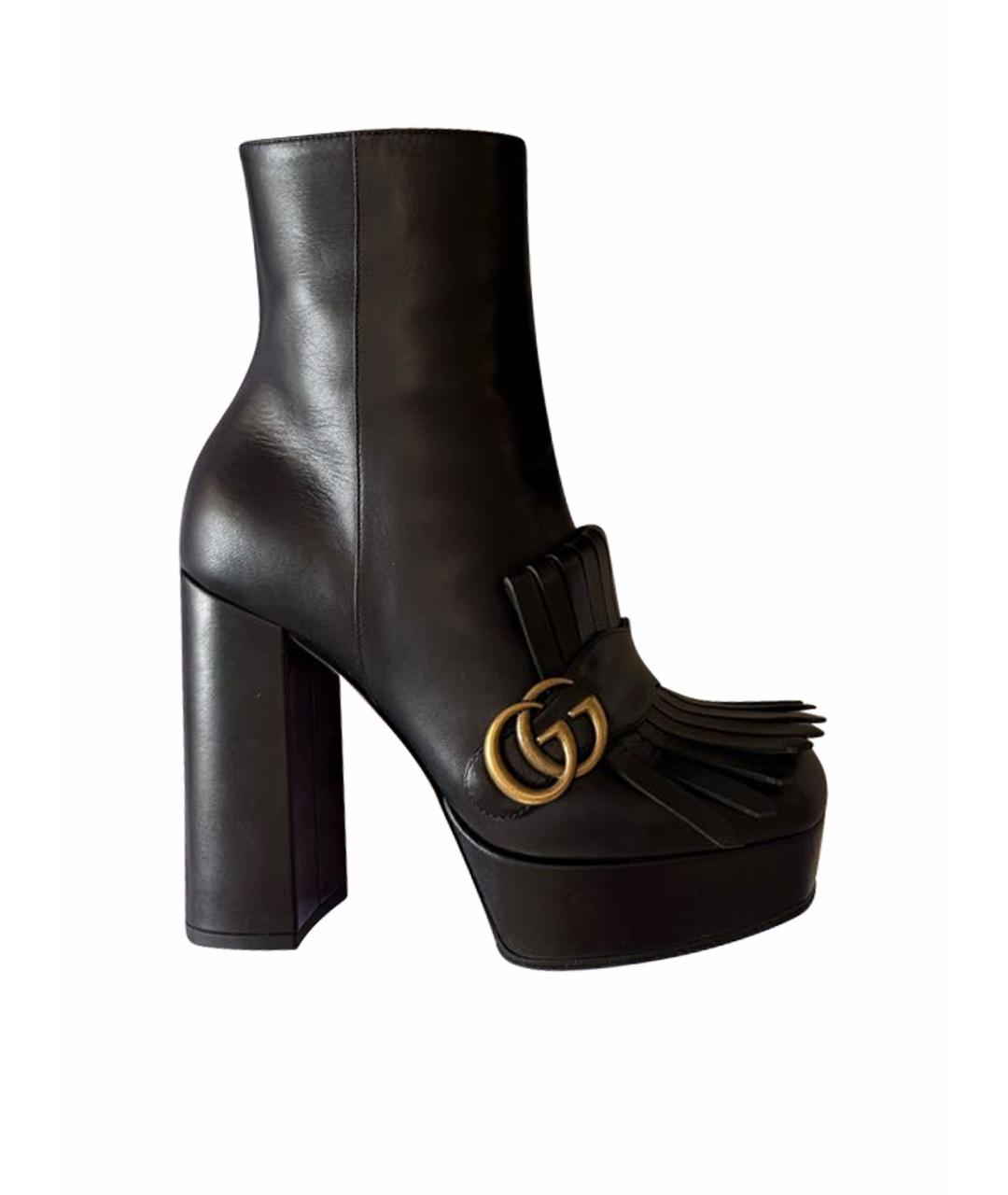 GUCCI Черные кожаные полусапоги, фото 9