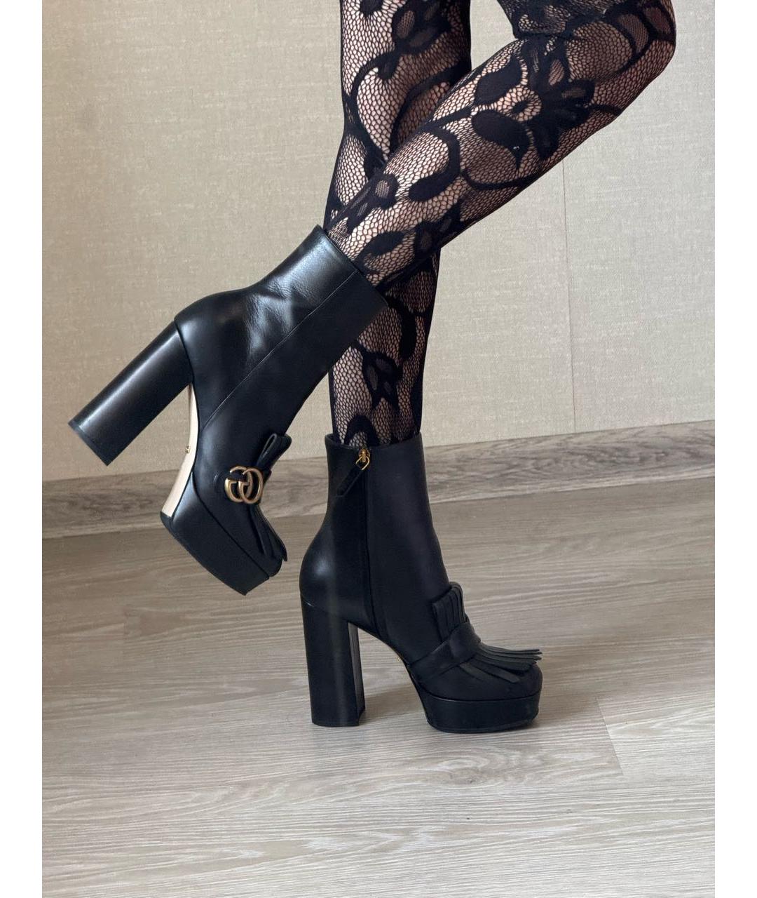 GUCCI Черные кожаные полусапоги, фото 3