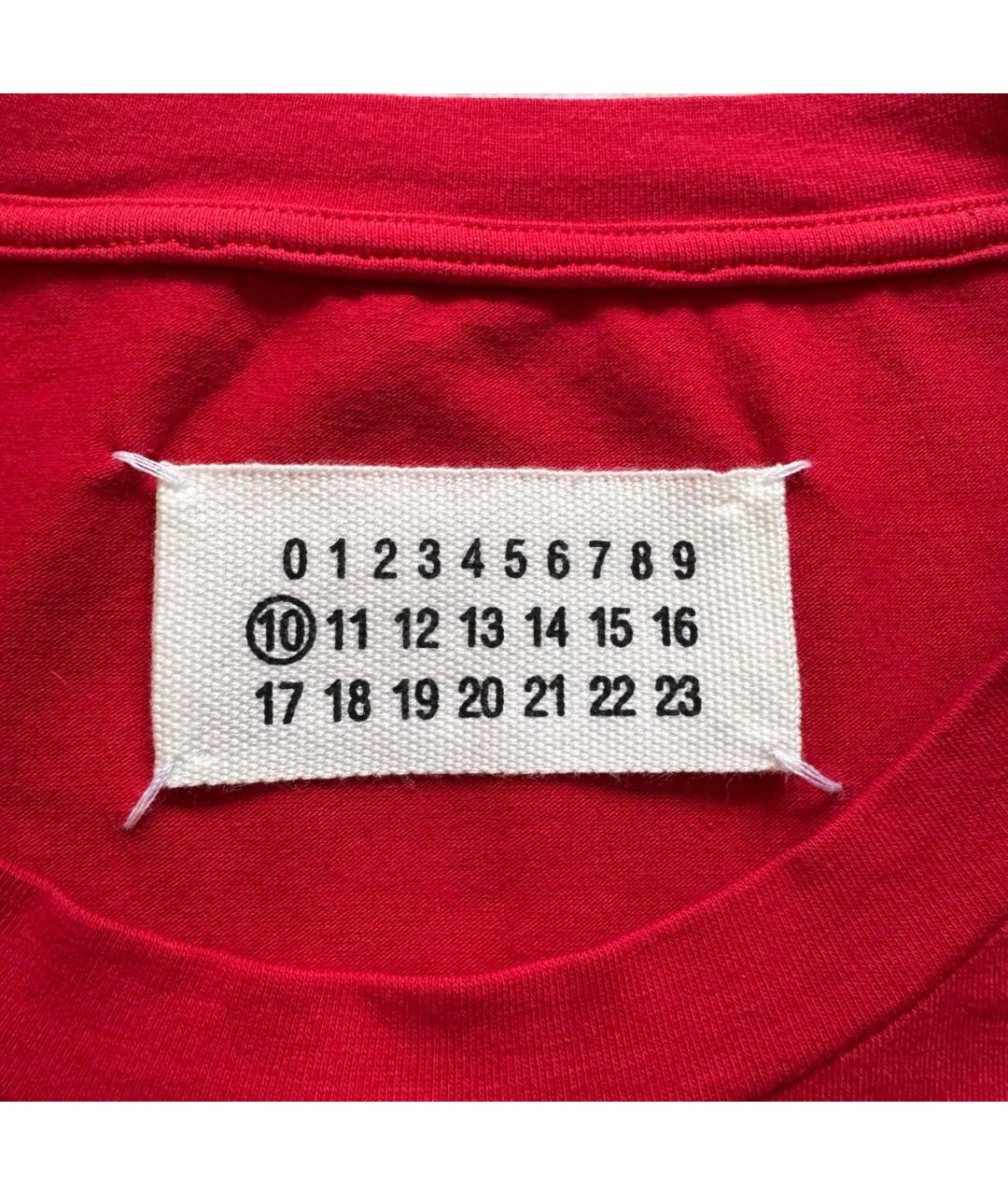 MAISON MARGIELA Красная хлопко-эластановая футболка, фото 4