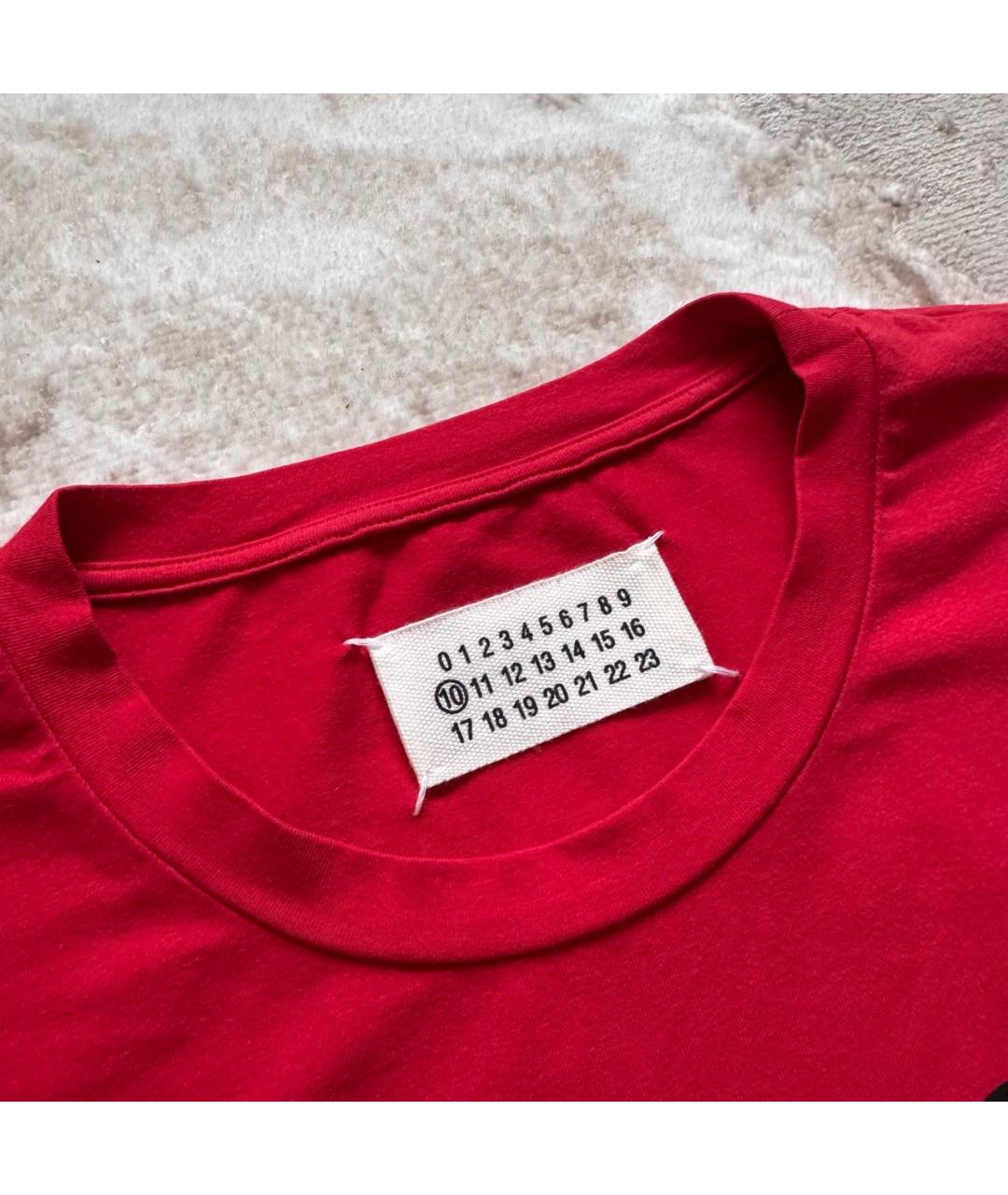 MAISON MARGIELA Красная хлопко-эластановая футболка, фото 3