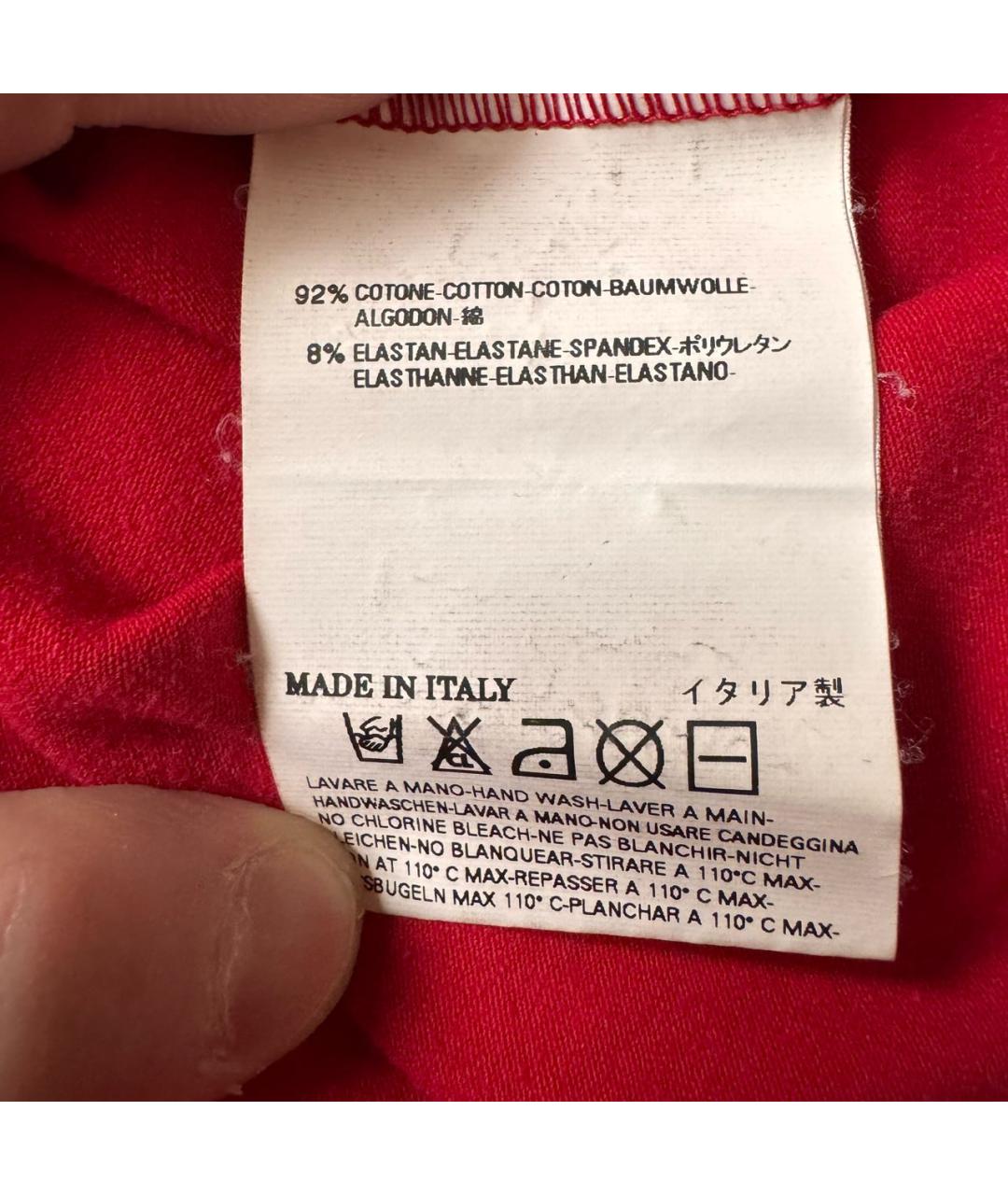 MAISON MARGIELA Красная хлопко-эластановая футболка, фото 6