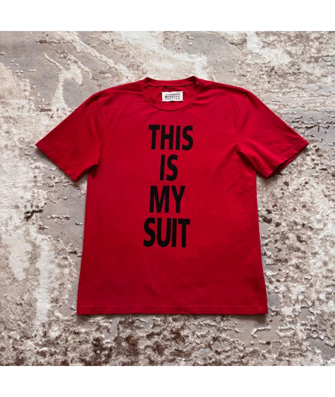 MAISON MARGIELA Красная хлопко-эластановая футболка, фото 9