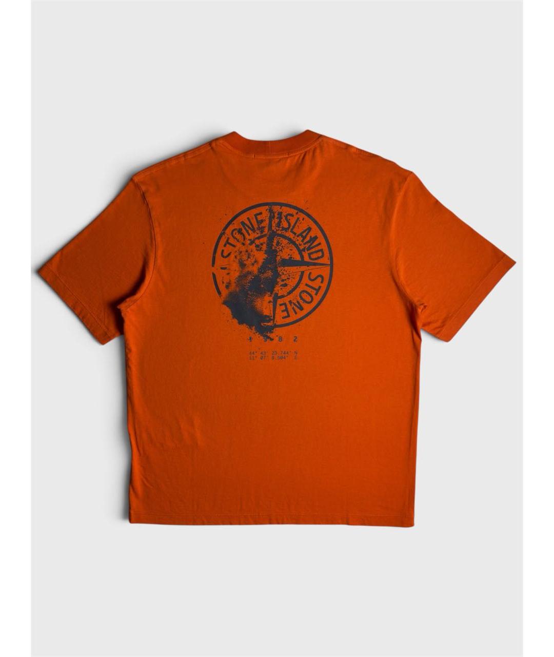 STONE ISLAND Оранжевая хлопковая футболка, фото 2