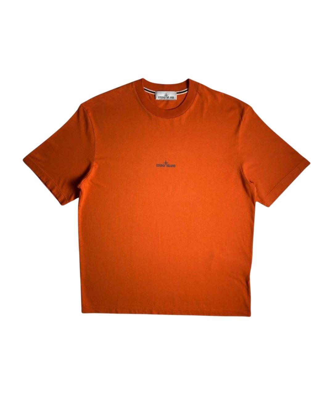 STONE ISLAND Оранжевая хлопковая футболка, фото 1