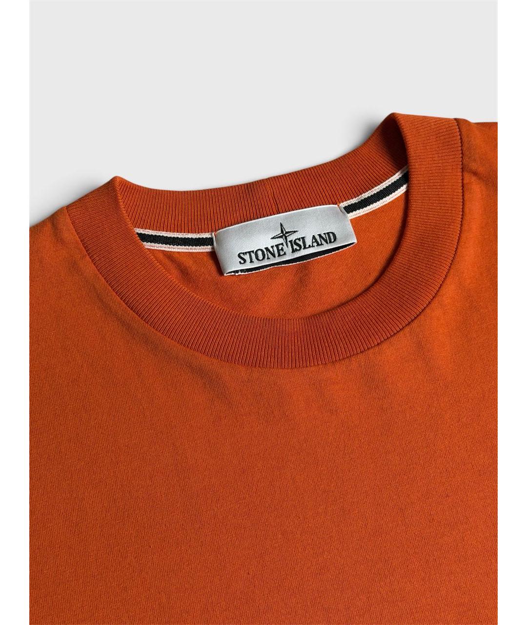 STONE ISLAND Оранжевая хлопковая футболка, фото 3