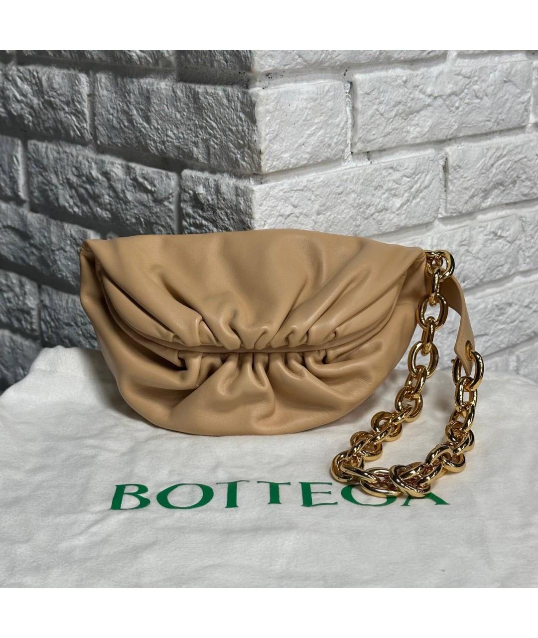 BOTTEGA VENETA Бежевая кожаная поясная сумка, фото 2