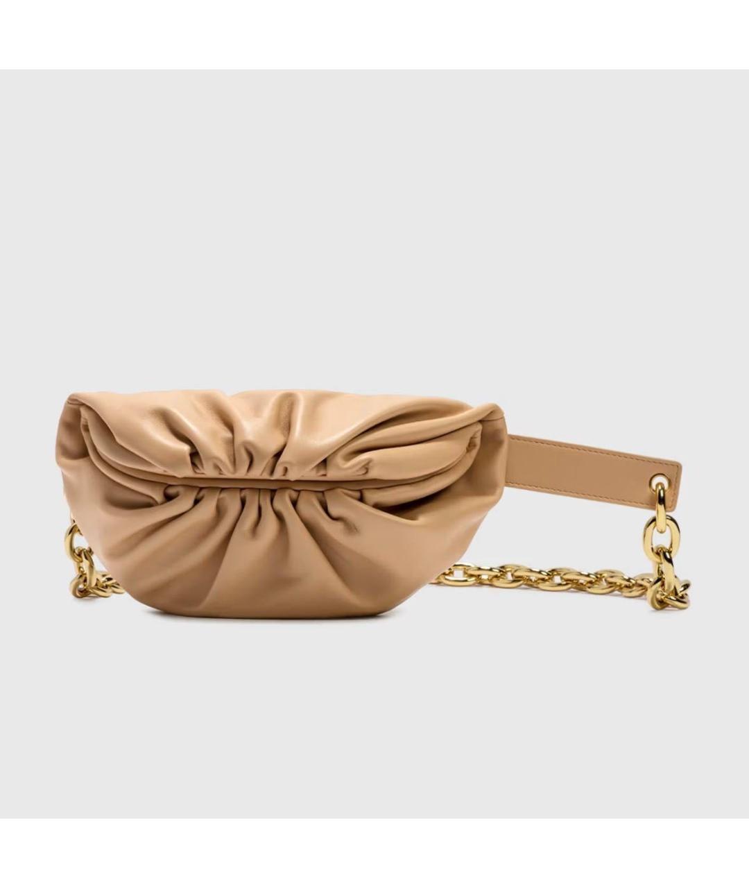 BOTTEGA VENETA Бежевая кожаная поясная сумка, фото 4