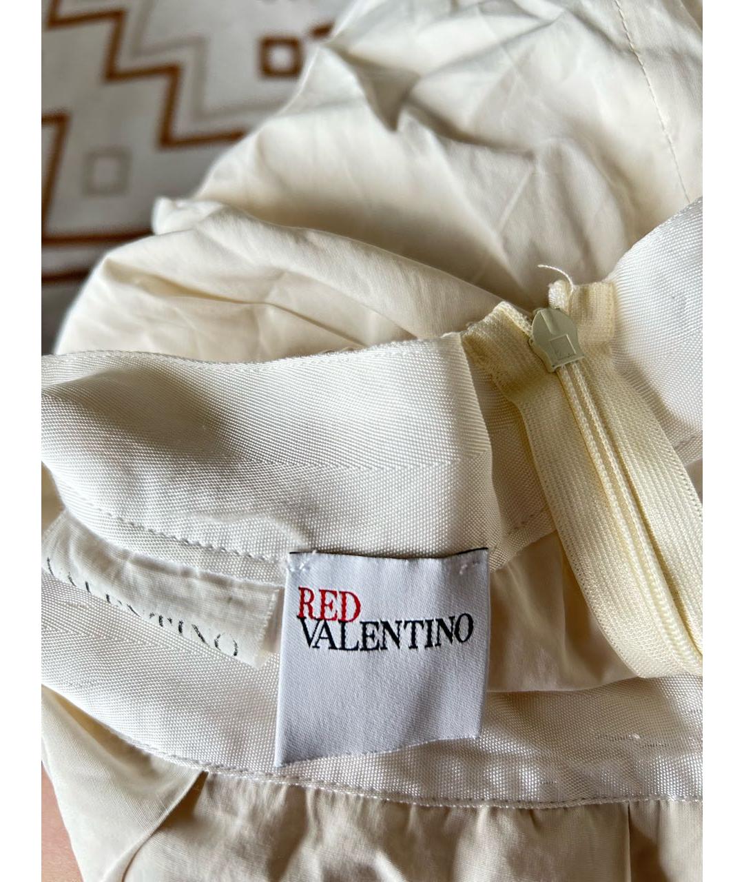 RED VALENTINO Бежевая шелковая юбка миди, фото 2