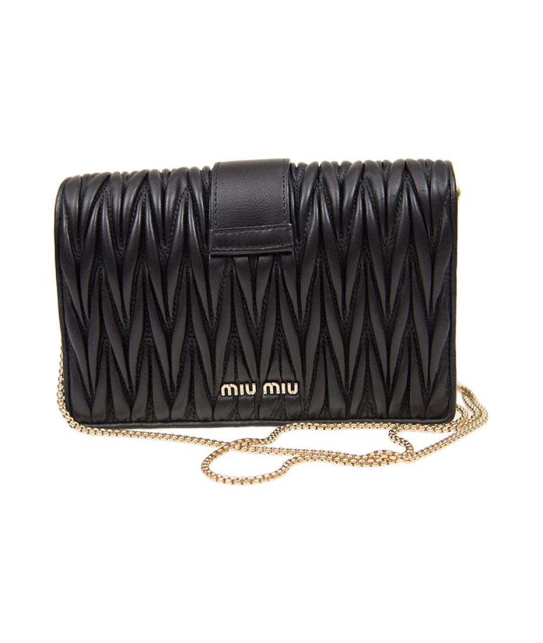 MIU MIU Черная кожаная сумка через плечо, фото 3