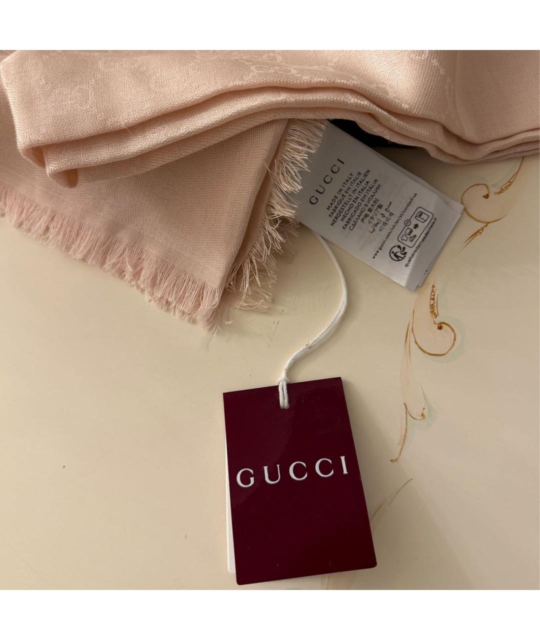 GUCCI Розовый шелковый шарф, фото 3