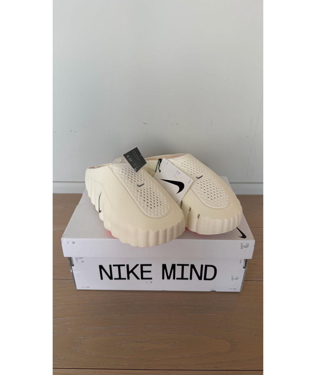 NIKE Белые резиновые шлепанцы, фото 4