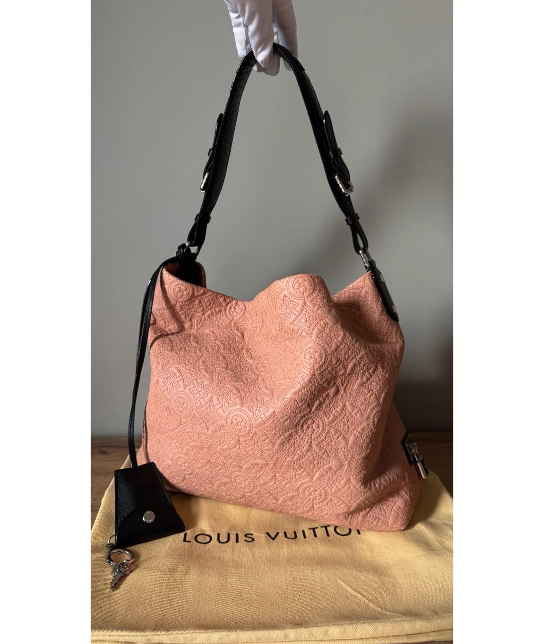 LOUIS VUITTON Бежевая кожаная сумка тоут, фото 9