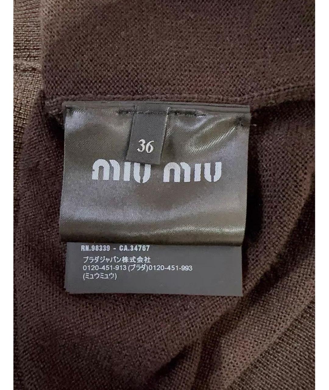 MIU MIU Коричневый кашемировый джемпер / свитер, фото 4