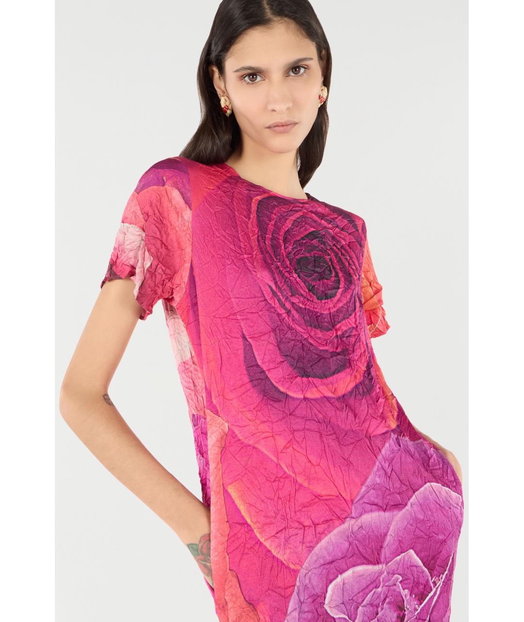 ROBERTO CAVALLI Фуксия вискозное коктейльное платье, фото 5