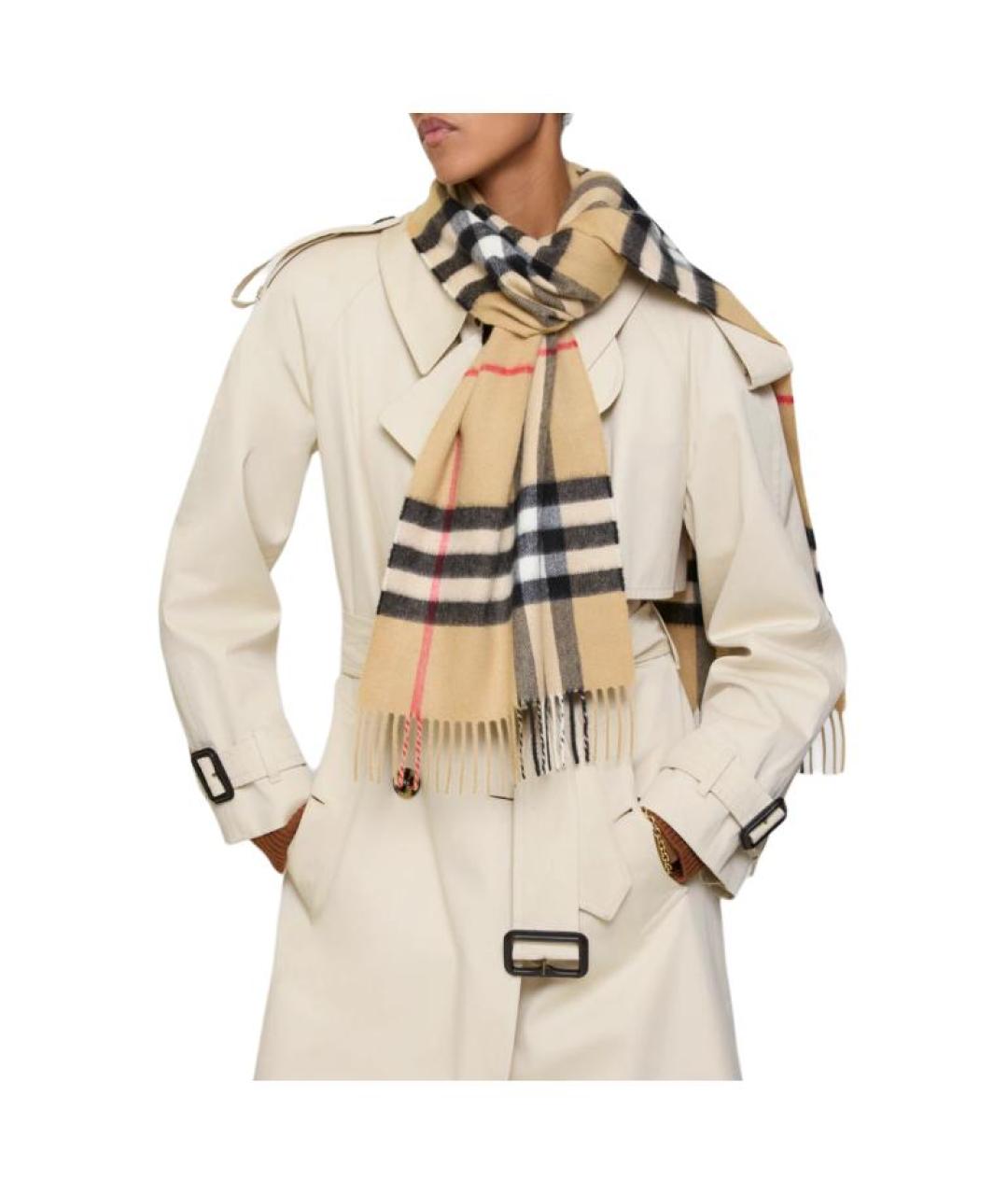 BURBERRY Бежевый кашемировый шарф, фото 5