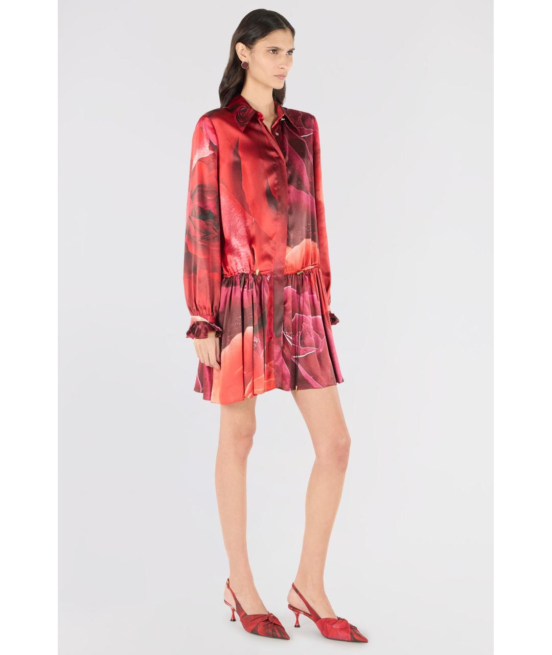ROBERTO CAVALLI Красное шелковое коктейльное платье, фото 3