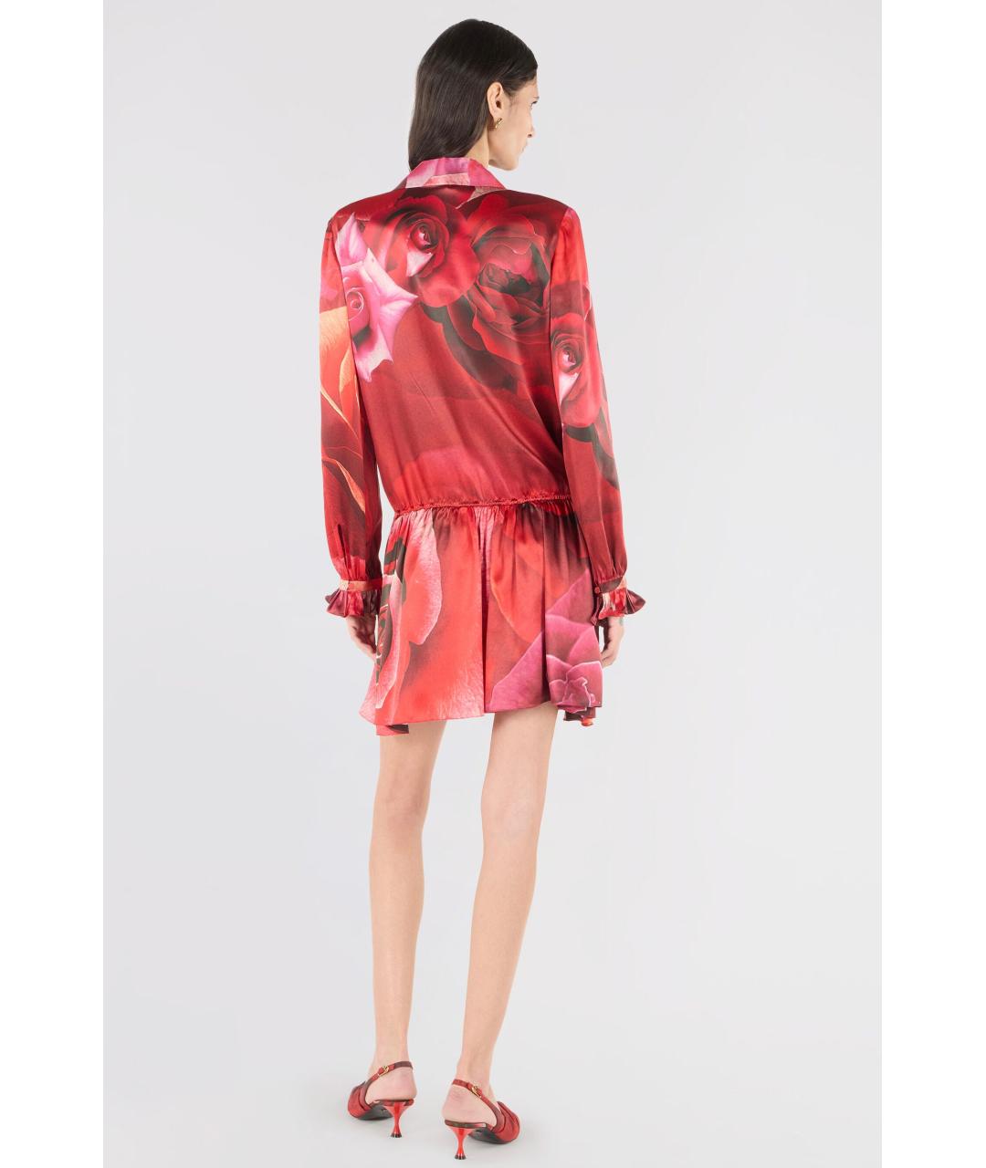 ROBERTO CAVALLI Красное шелковое коктейльное платье, фото 4