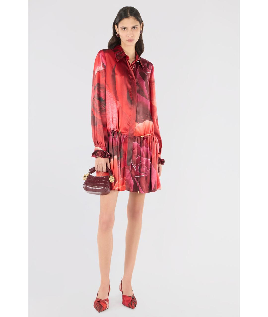 ROBERTO CAVALLI Красное шелковое коктейльное платье, фото 2