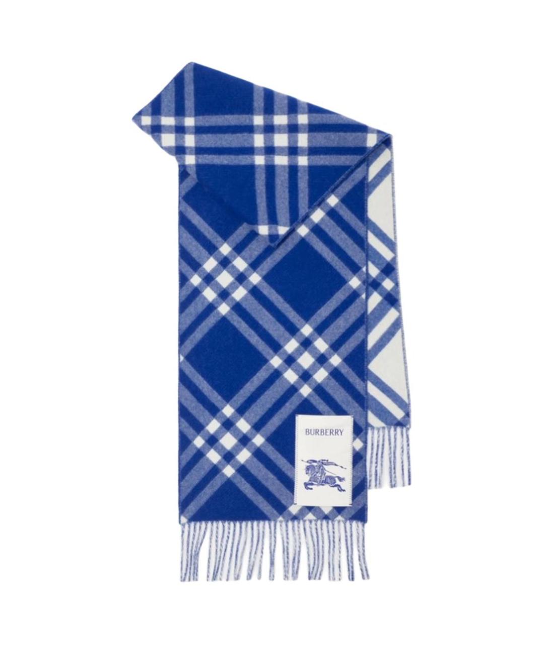 BURBERRY Синий кашемировый шарф, фото 1