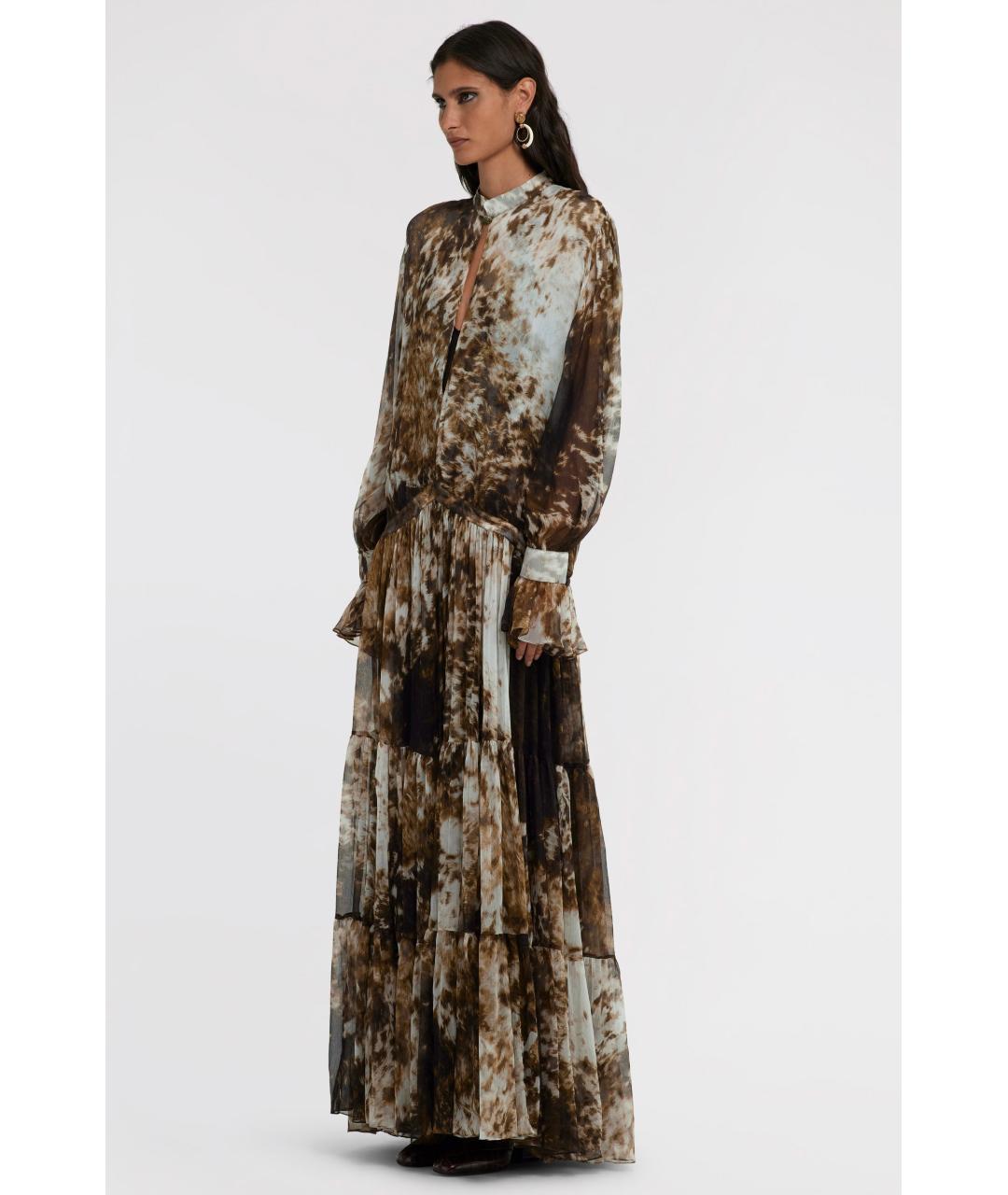 ROBERTO CAVALLI Коричневое шелковое коктейльное платье, фото 4