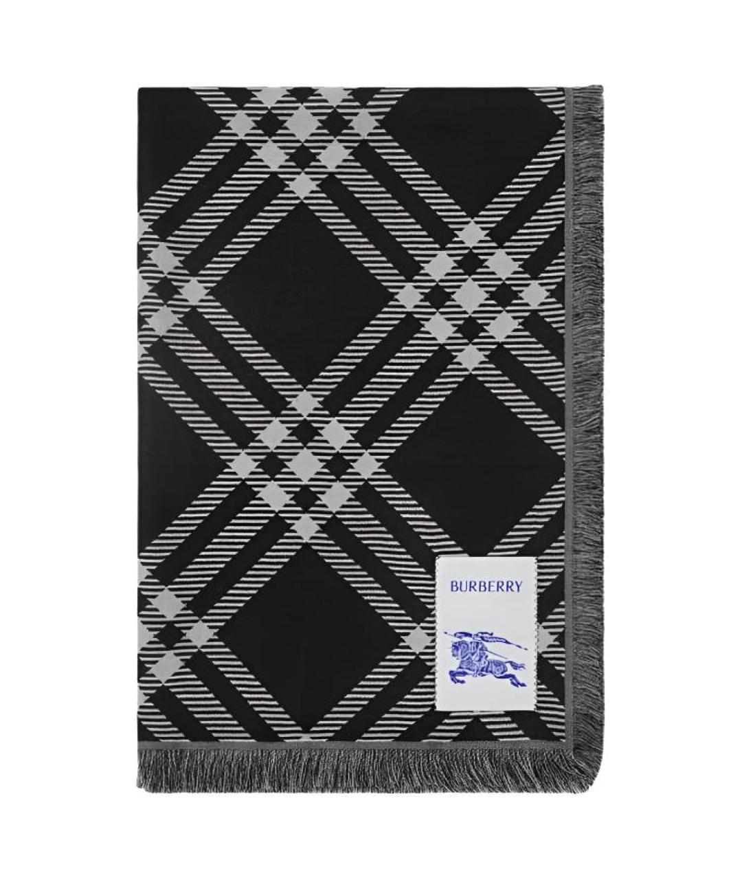 BURBERRY Черный шерстяной шарф, фото 2
