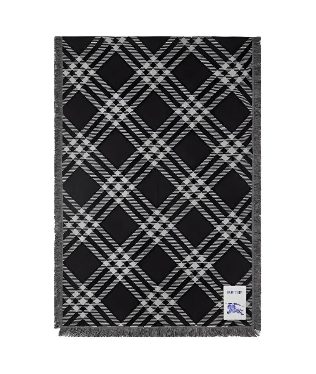 BURBERRY Черный шерстяной шарф, фото 1