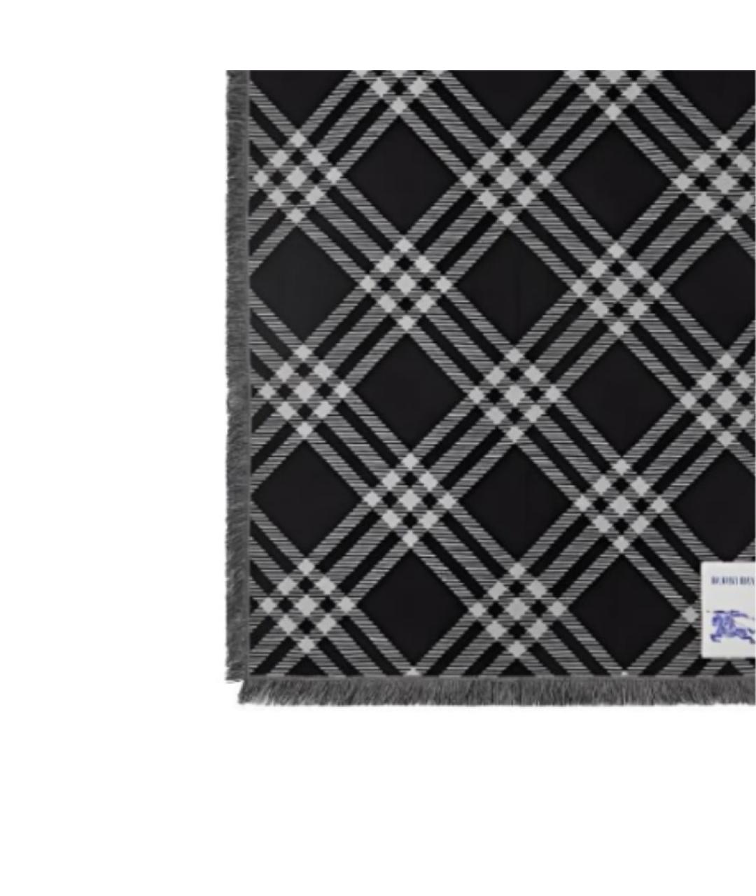 BURBERRY Черный шерстяной шарф, фото 3