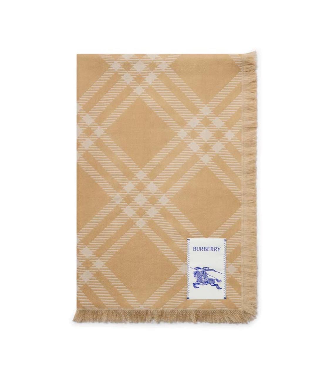 BURBERRY Бежевый шерстяной шарф, фото 1