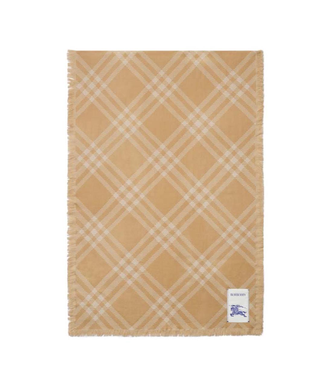 BURBERRY Бежевый шерстяной шарф, фото 2