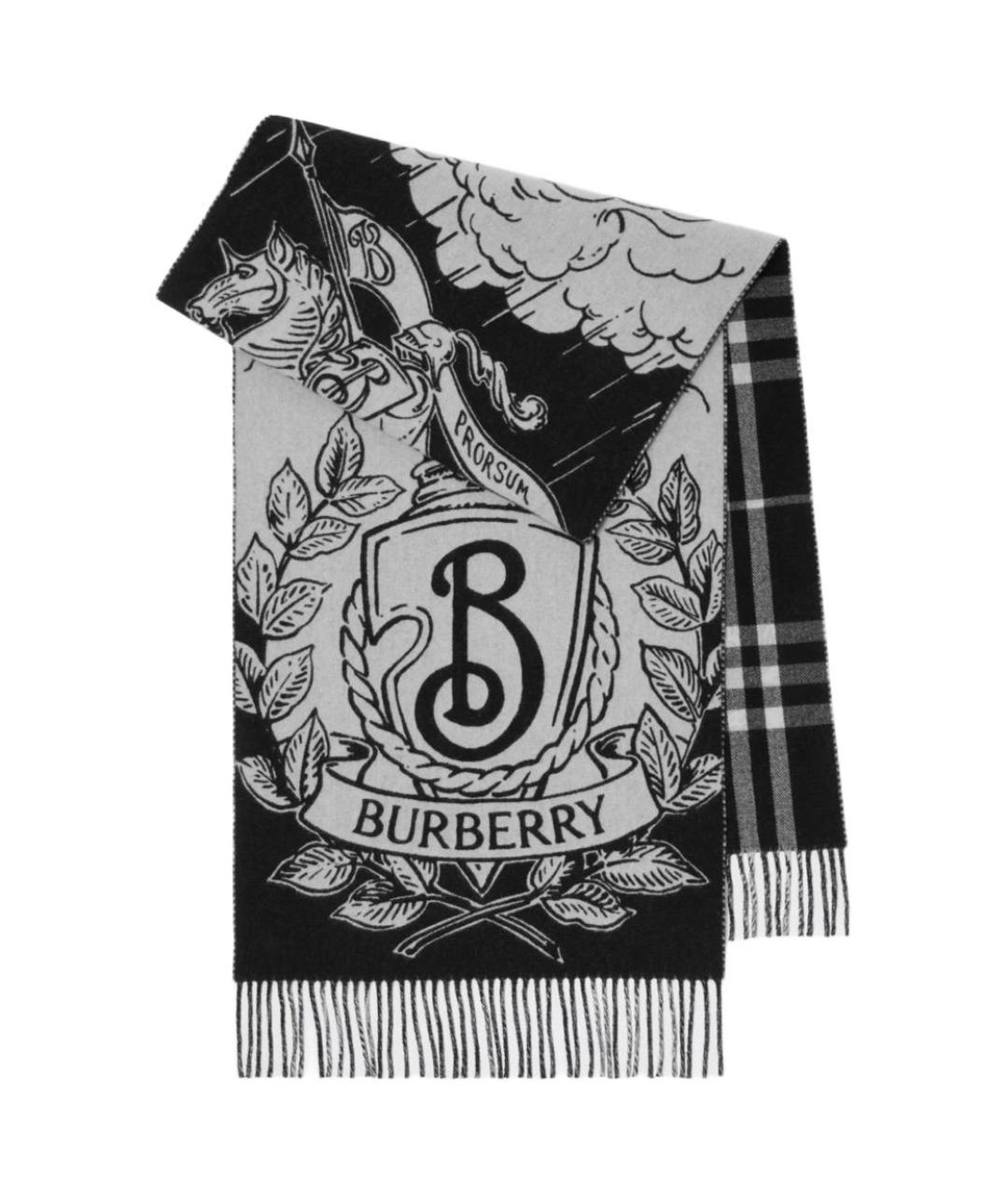 BURBERRY Черный кашемировый шарф, фото 1