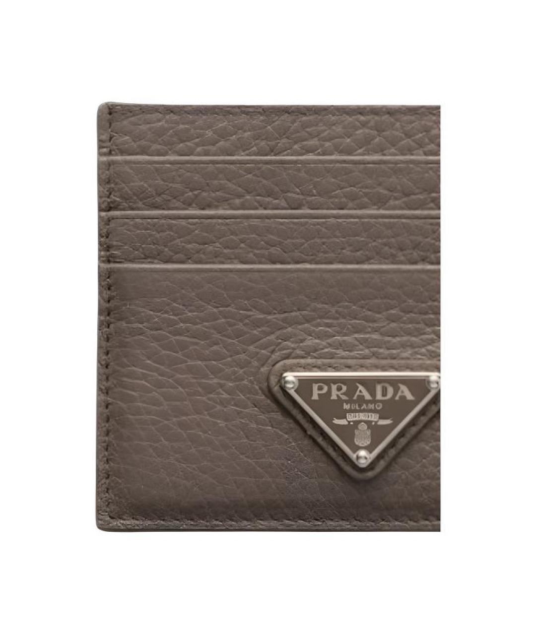 PRADA Серый кожаный кардхолдер, фото 4