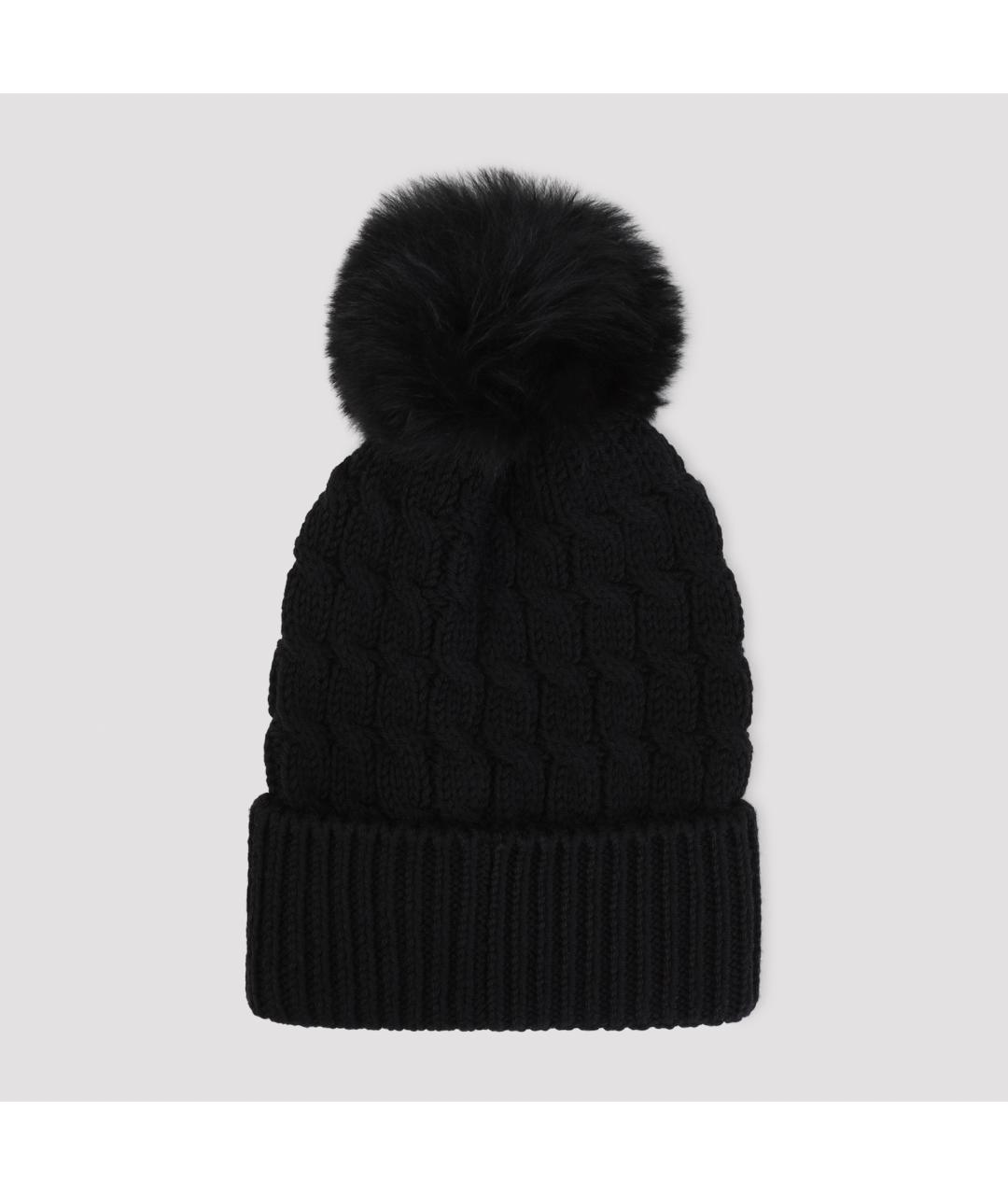 MONCLER Черная шерстяная шапка, фото 2