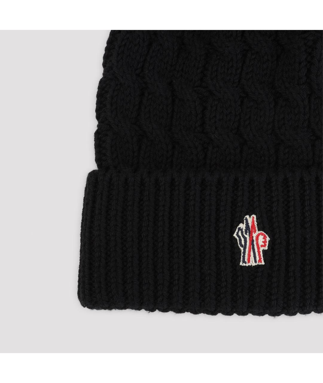 MONCLER Черная шерстяная шапка, фото 3