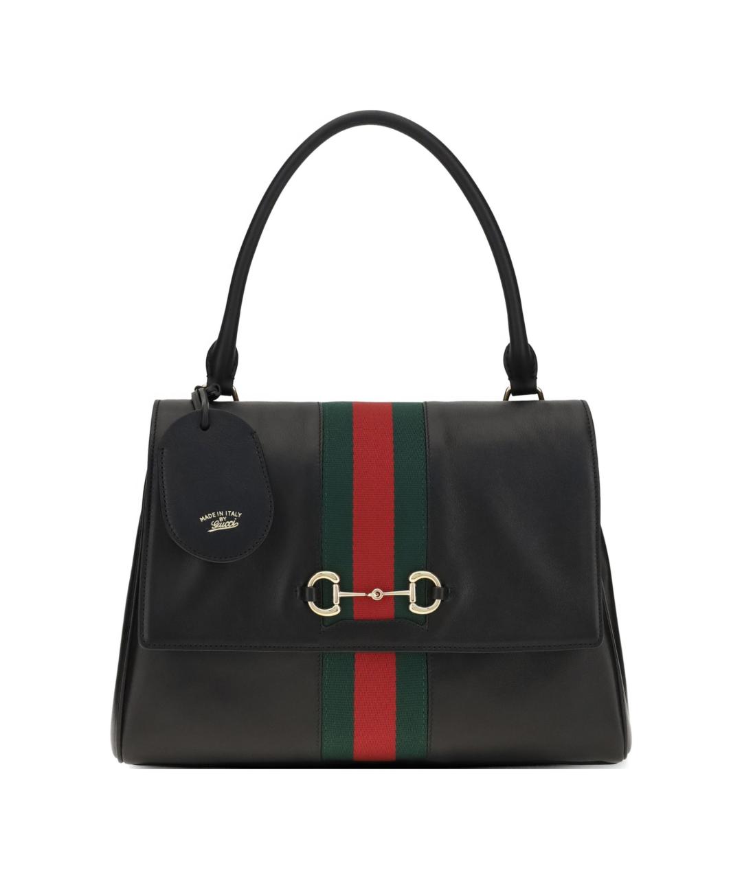GUCCI Черная кожаная сумка тоут, фото 1