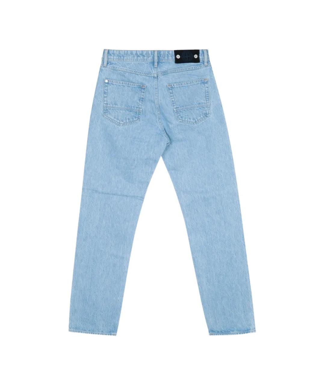 STONE ISLAND Голубые хлопковые прямые джинсы, фото 2