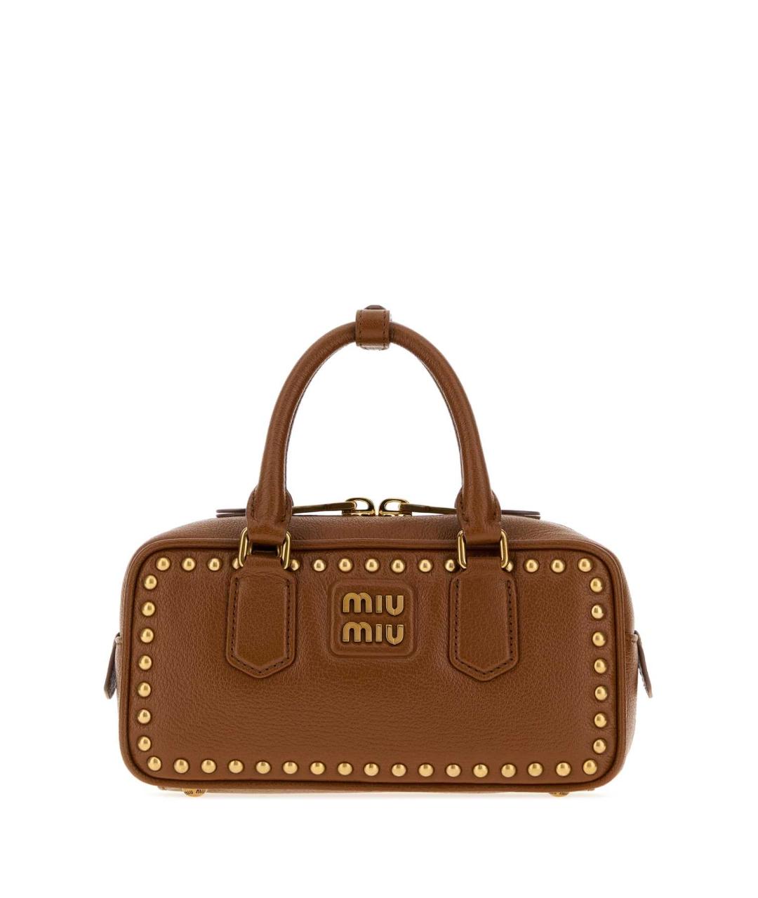 MIU MIU Коричневая кожаная сумка с короткими ручками, фото 1