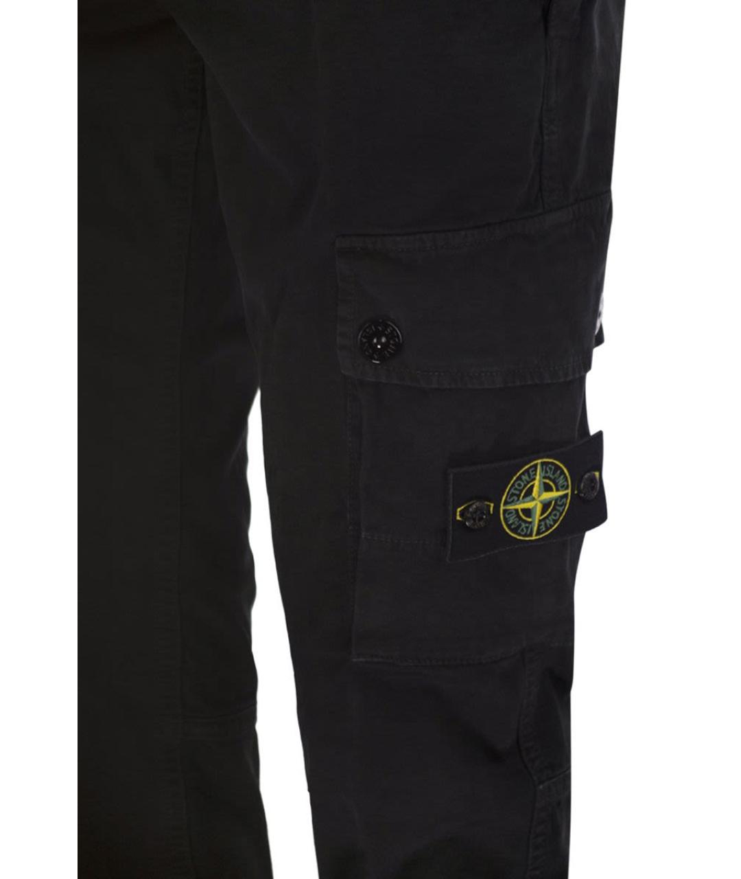 STONE ISLAND Черные хлопковые повседневные брюки, фото 4