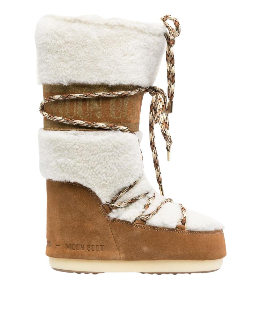 MOON BOOT Бежевые кожаные сапоги, фото 1