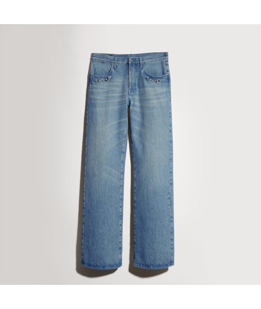 GUCCI Голубые хлопковые прямые джинсы, фото 6