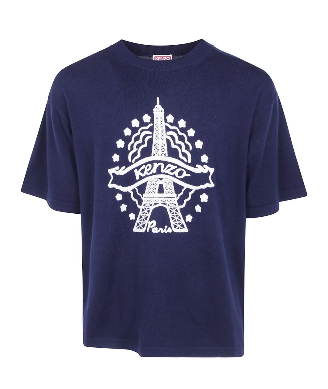 KENZO Синяя шерстяная футболка, фото 1