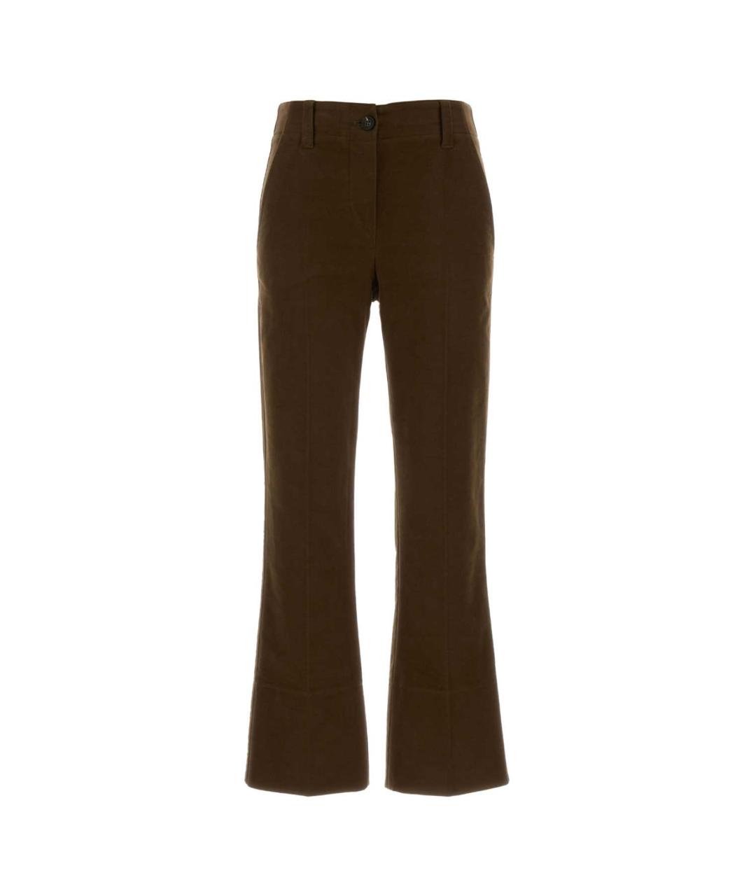 BRUNELLO CUCINELLI Коричневые хлопковые прямые брюки, фото 1